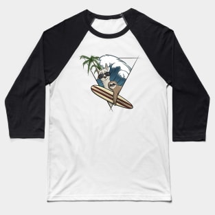 Surfer Llama And Sloth Baseball T-Shirt